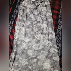 Floral Gray Women's Skirt Sheer On Outside
